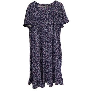 Dreams Co Floral Dress Scoop Neck 100% Cotton Size Medium